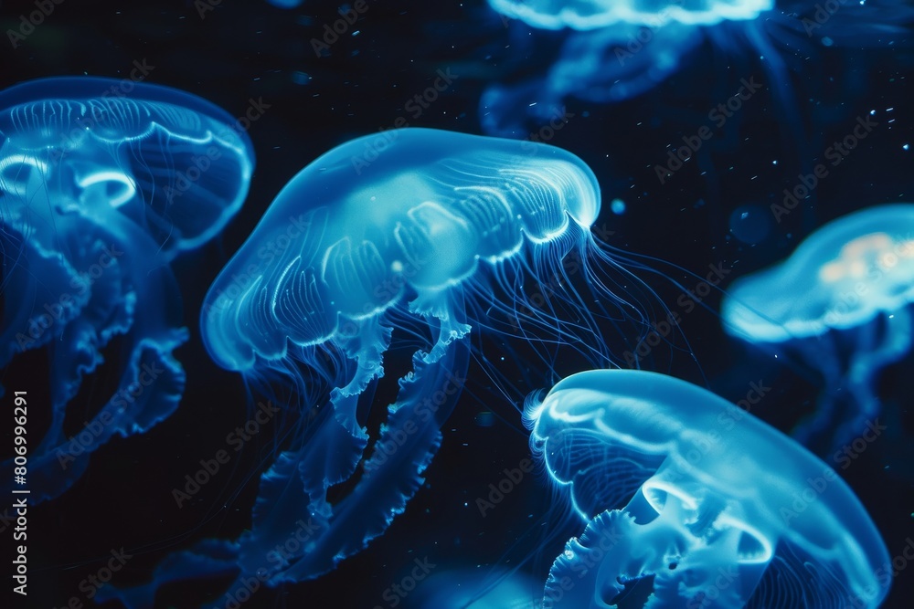 jellyfish underwater glows floating ocean sea jellyfish underwater glows floating ocean sea