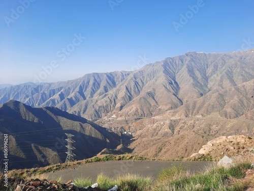 Beautiful daytime view of  King Fahd road in Sarawat mountains near Al Baha, Saudi Arabia. photo