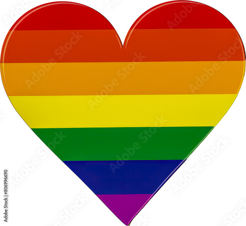 Rainbow heart symbol of LGBTQ pride cut out on transparent background
