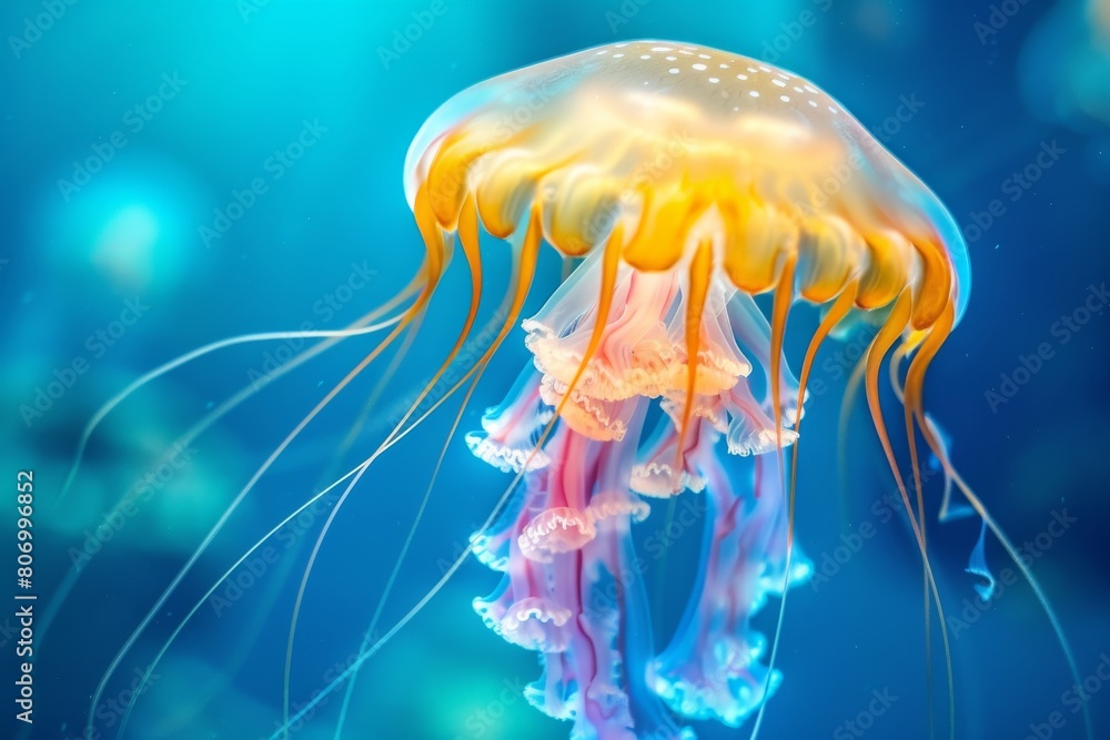 jellyfish underwater glows floating ocean sea jellyfish underwater glows floating ocean sea