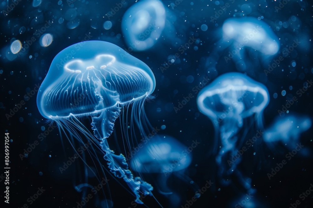 jellyfish underwater glows floating ocean sea jellyfish underwater glows floating ocean sea