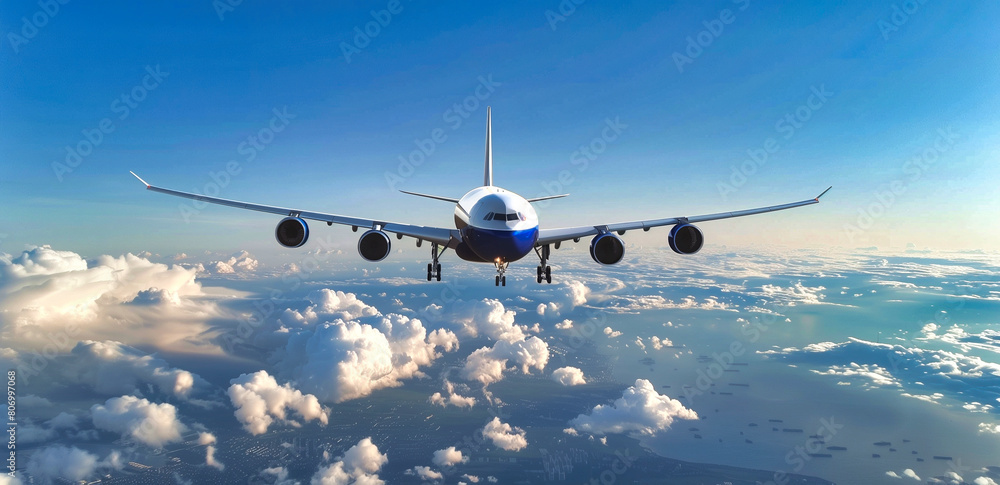 Plane flying over the clouds