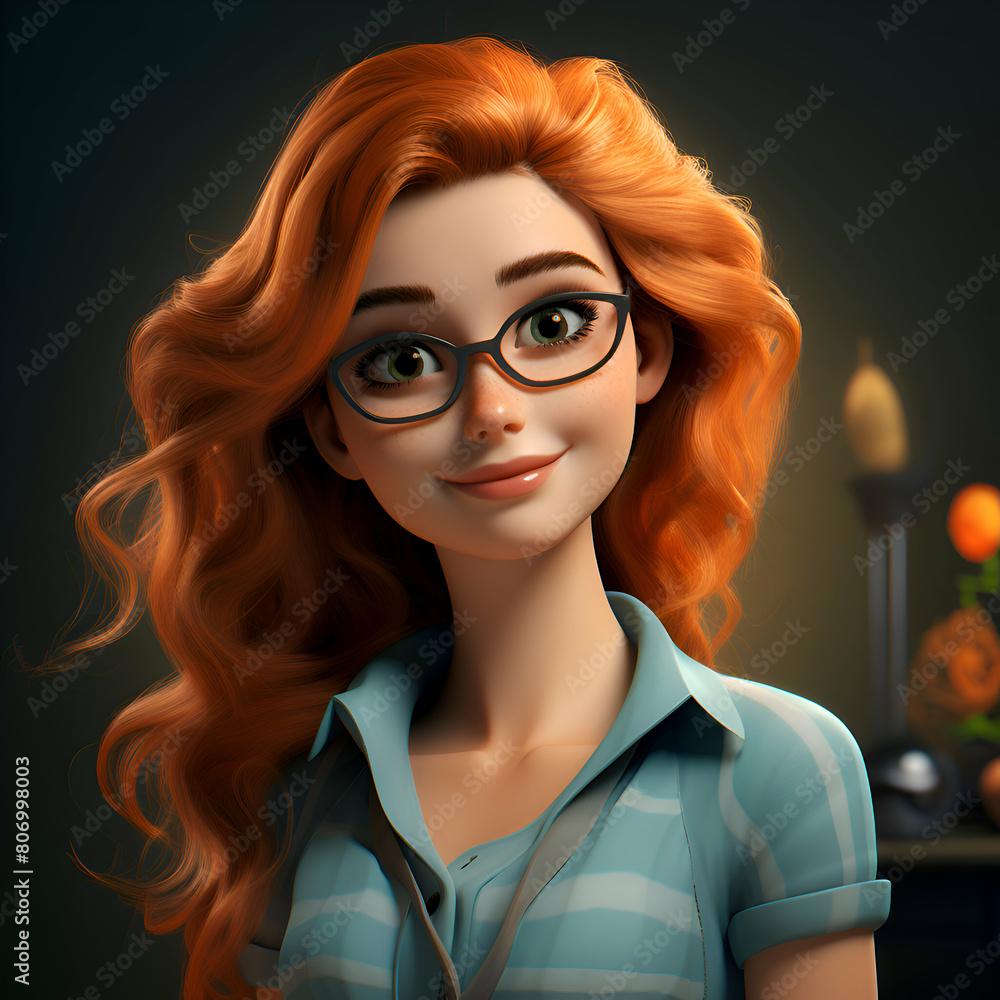 Portrait of a beautiful young woman with red hair and glasses. Portrait of a beautiful young woman with red hair and glasses.