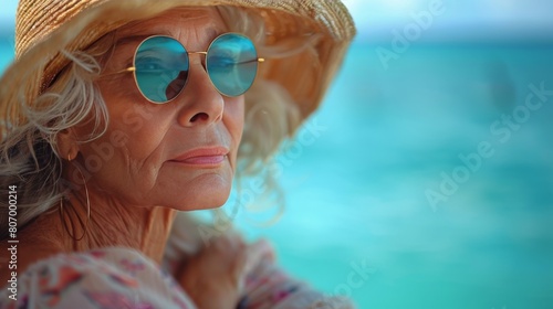 Woman Wearing Straw Hat and Sunglasses