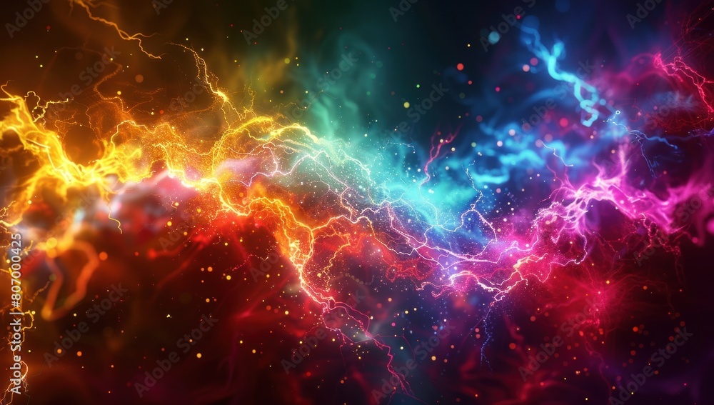 Abstract representation of neuropathic pain, with electrical sparks emanating from nerve endings in vibrant colors. Abstract representation of neuropathic pain, with electrical sparks emanating from nerve endings in vibrant colors.