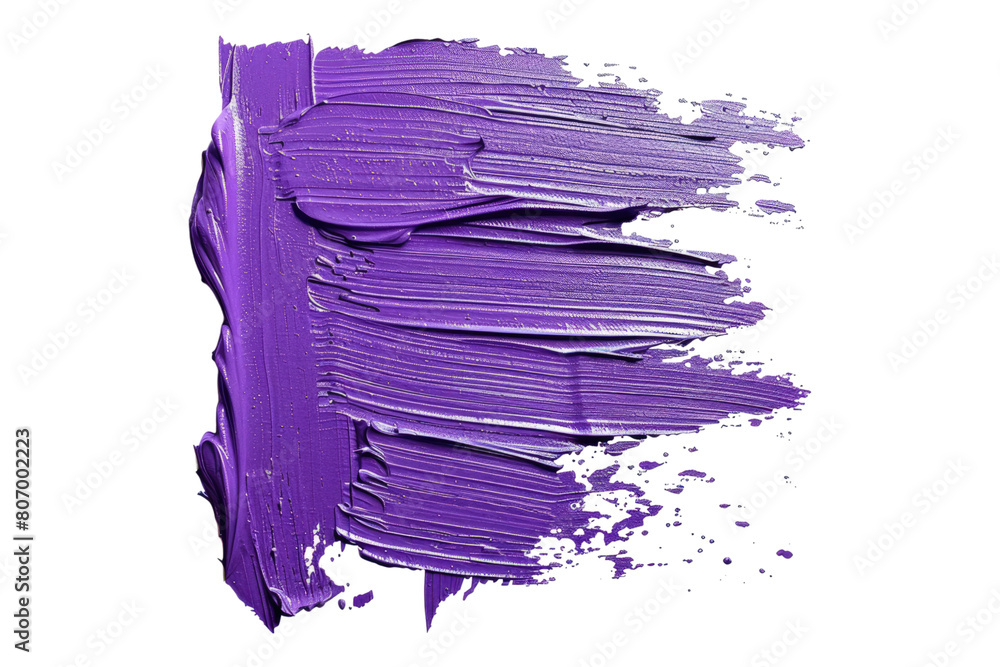 Stroke of purple paint texture isolated on transparent background