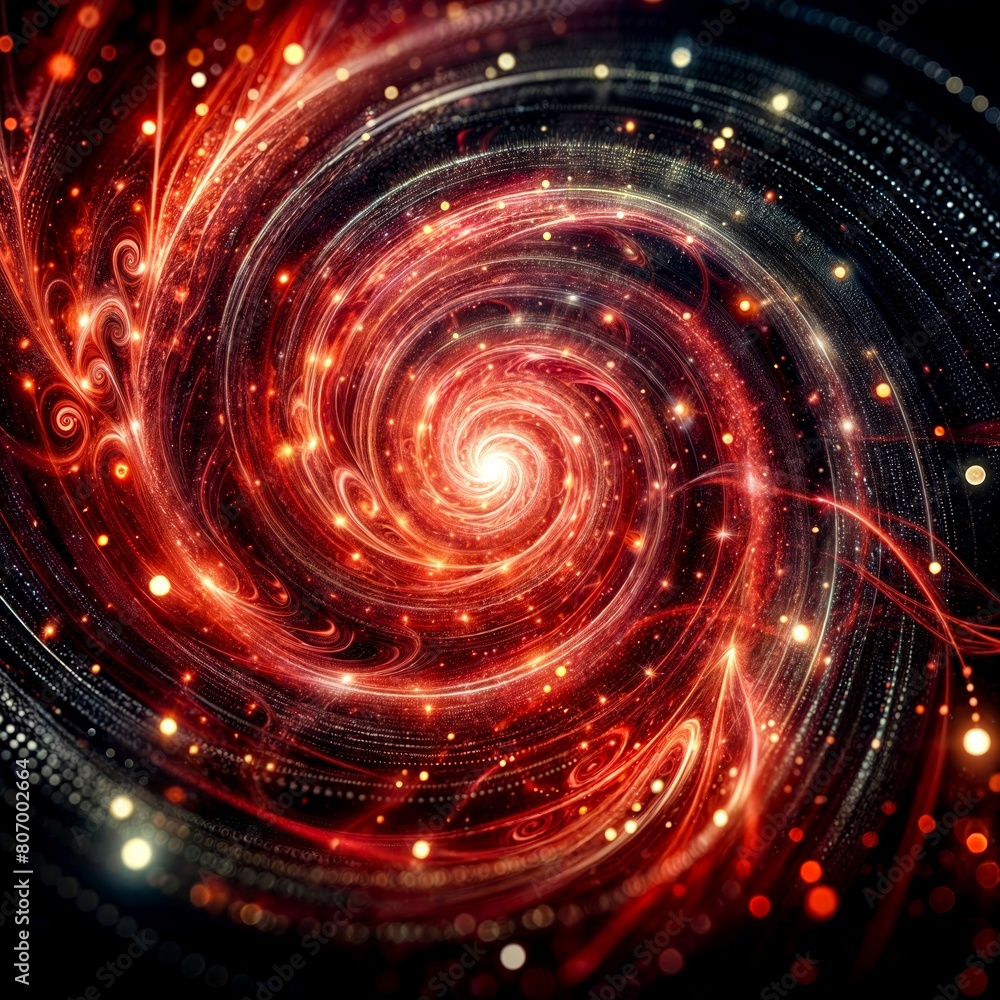 Red and black cosmic background with glowing dots Red and black cosmic background with glowing dots