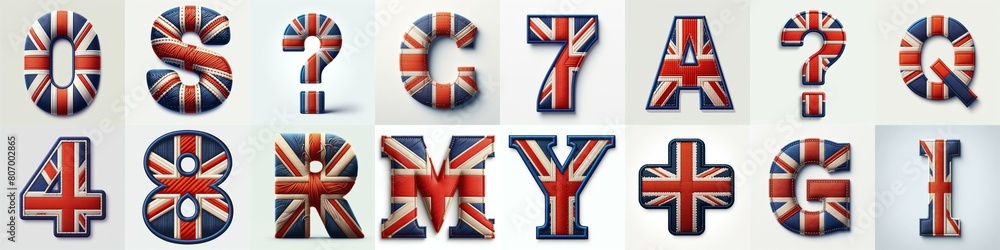 Fototapeta premium UK flag lettering. AI generated illustration