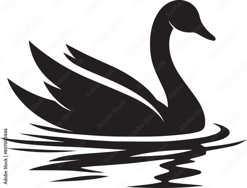 Fototapeta premium Duck silhouette isolated on white background. Duck logo.