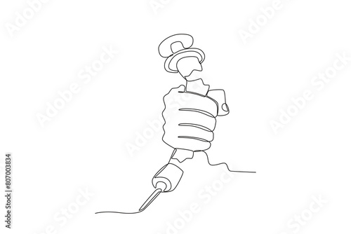 Single continuous line drawing of Hands that destroy drug injectors. anti dryg day. Medical healthcare conceptual. National Pharmacist Day. Vector illustration
