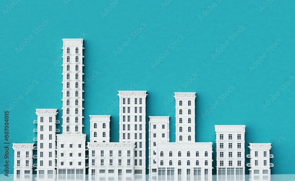 Business background with modern office buildings, representing City and complex of finance and international companies with copy space for text