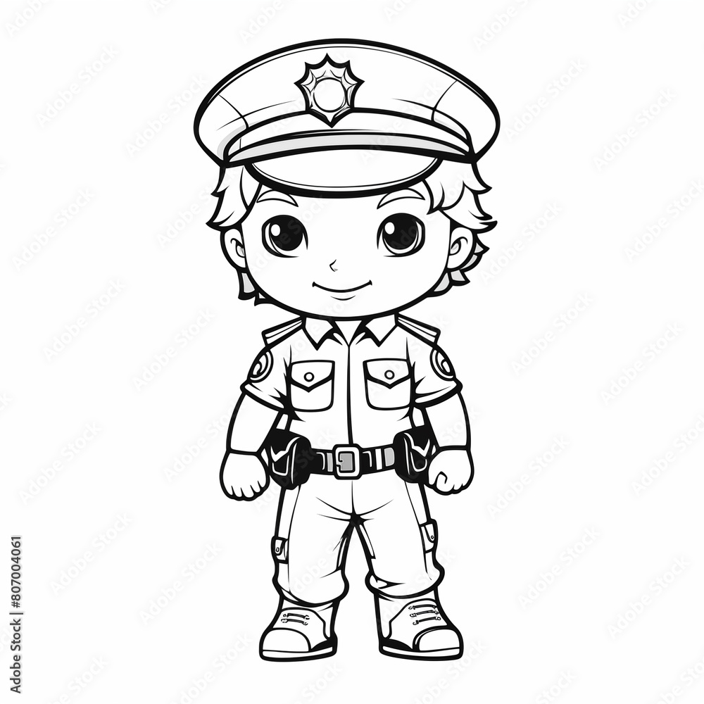 Children coloring page design of a police Children coloring page design of a police