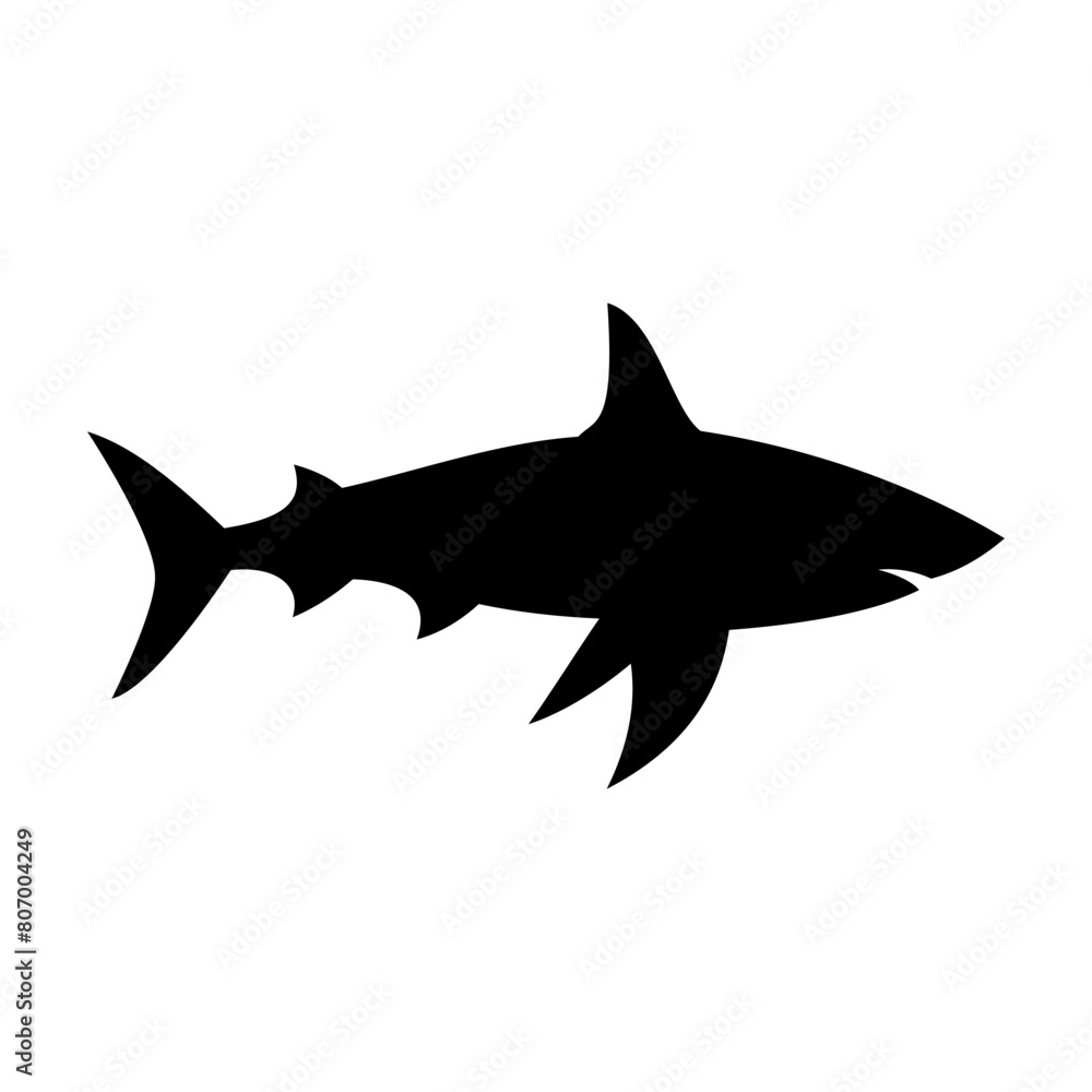 Shark silhouette flat illustration on isolated background Shark silhouette flat illustration on isolated background