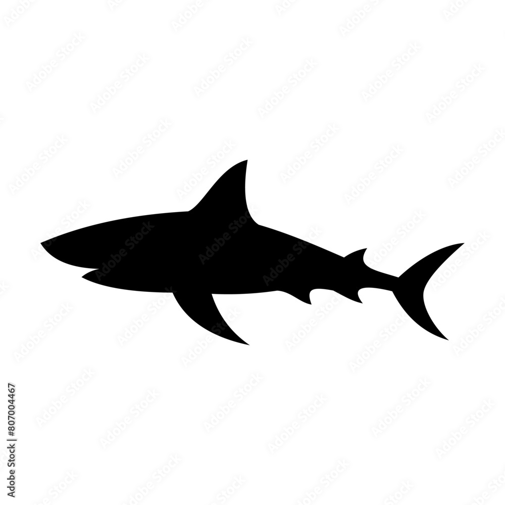 Obraz premium Shark silhouette flat illustration on isolated background