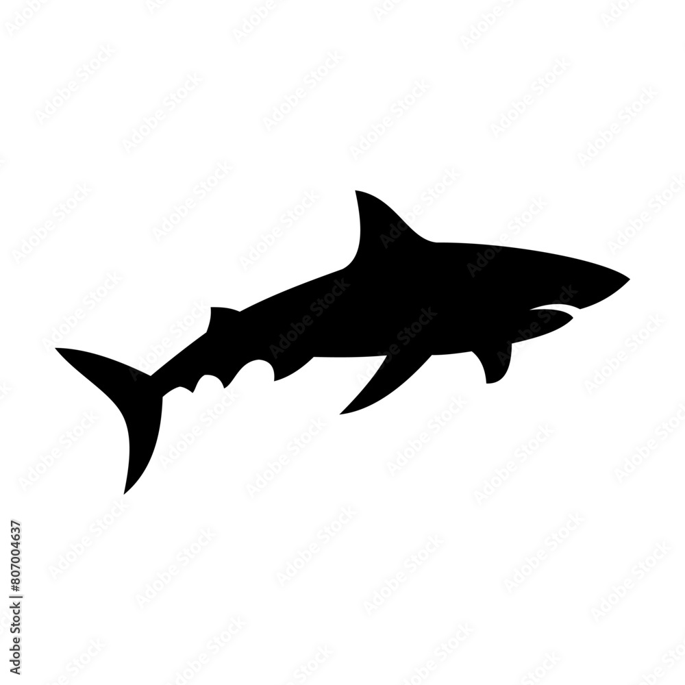 Obraz premium Shark silhouette flat illustration on isolated background
