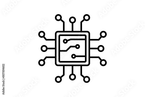 computer chip icon. icon related to computer. suitable for web site, app, user interfaces, printable etc. line icon style. simple vector design editable