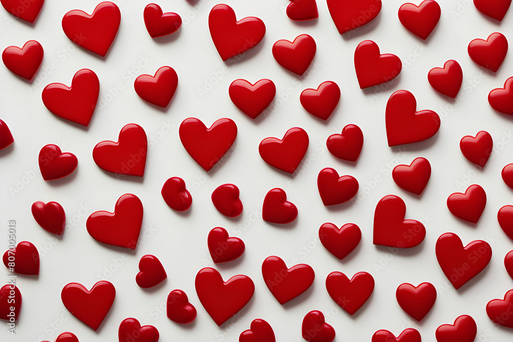 Small red hearts on white background. Generayive AI Small red hearts on white background. Generayive AI