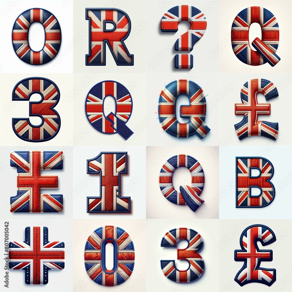 UK flag lettering. AI generated illustration UK flag lettering. AI generated illustration