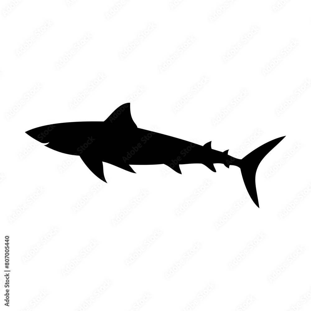 Naklejka premium Shark silhouette flat illustration on isolated background