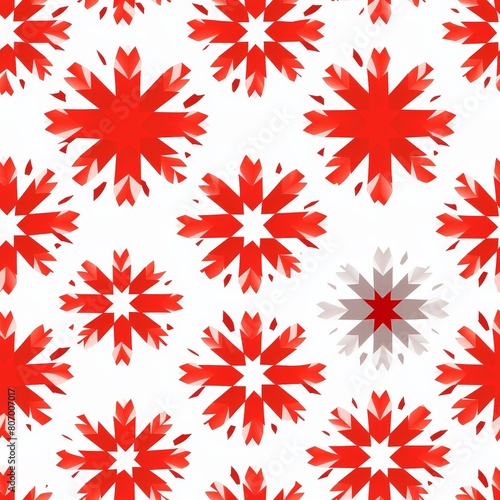 Seamless Red and White Snowflake Texture