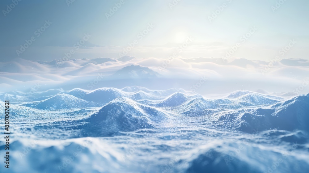Fototapeta premium Winter landscape with a frozen terrain ice captures the chill of the season, Sharpen banner template with copy space on center