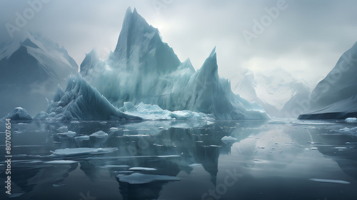 Glacial Melodies: Depict icebergs calving and creating haunting sounds. photo