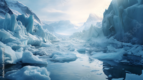 Glacial Melodies: Depict icebergs calving and creating haunting sounds. photo