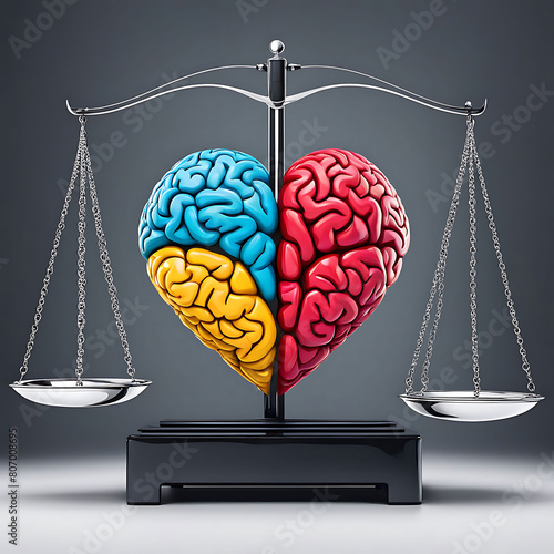 Illustration depicting the balance between heart and brain, symbolizing emotional intelligence and rationality