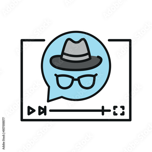 Detective film genre line black icon.