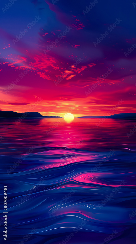 A beautiful sunset over a calm body of water