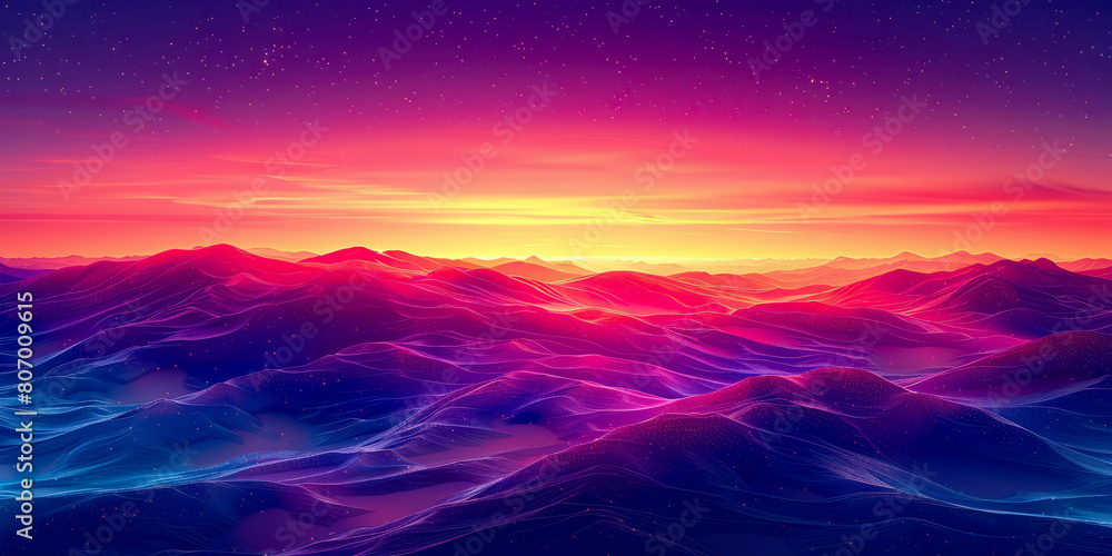 A beautiful, colorful, and serene ocean scene with a pink and purple sky A beautiful, colorful, and serene ocean scene with a pink and purple sky
