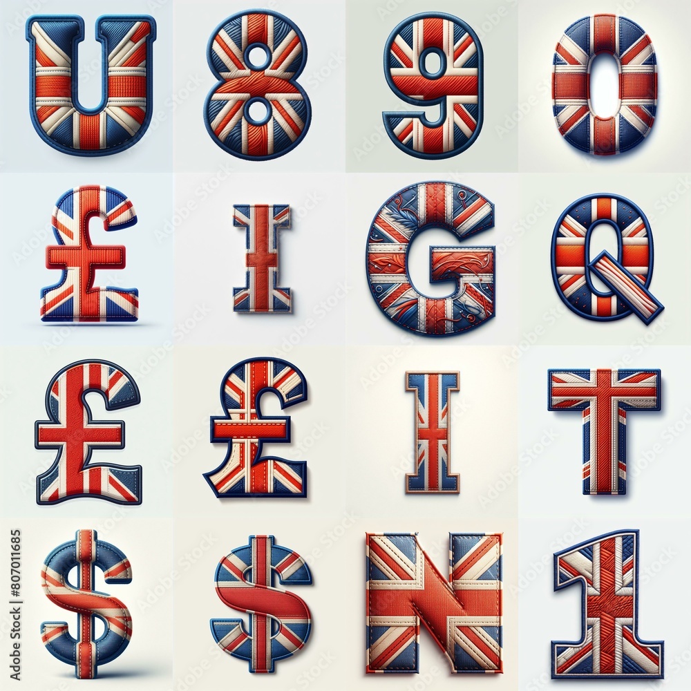 UK flag lettering. AI generated illustration UK flag lettering. AI generated illustration