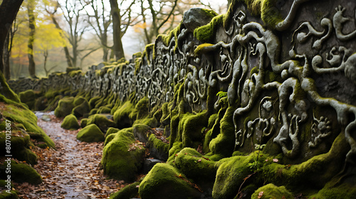 Lichen Patterns: Describe the intricate designs on rocks and trees.