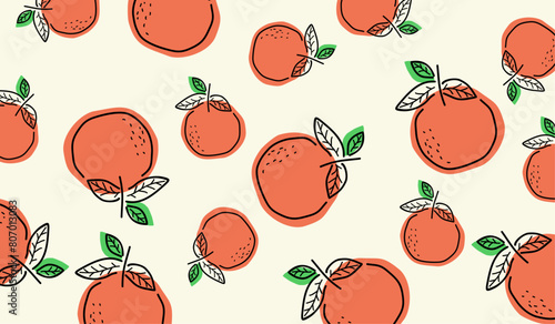 Cute orange fruits pattern background vector design