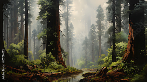 Majestic Redwoods: Paint towering trees that have witnessed centuries. photo