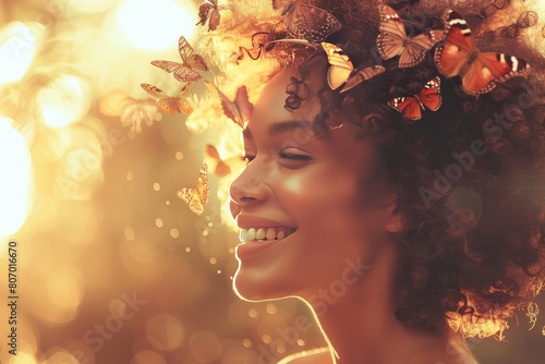 portrait of an African American girl at sunset