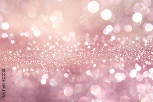 High-resolution image showcasing a mesmerizing backdrop of pink glitter sparkles gently fading on a soft pink gradient, perfect for creating a magical and festive atmosphere in various designs