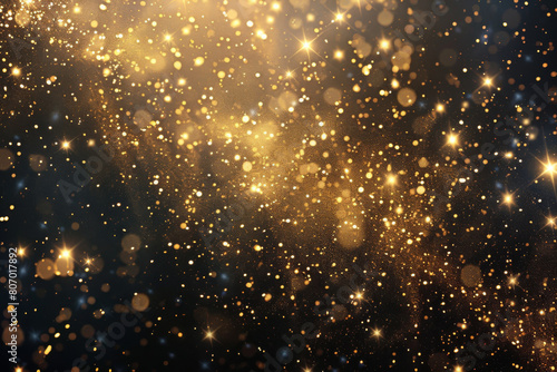 Mesmerizing image capturing a golden glitter background. Radiating with sparkling lights and shimmering particles creating a luxurious and magical atmosphere ideal for celebrations and festive designs