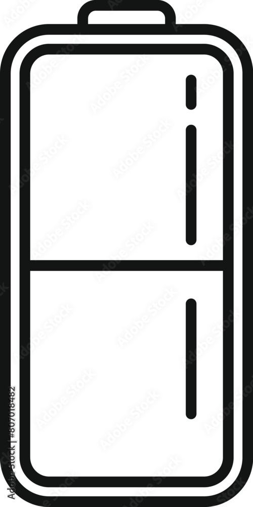 Half status battery icon outline vector. Cell half mobile. Device equipment