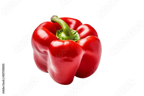 The photo shows a red bell pepper on a black background