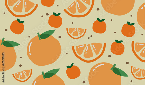 Cute orange fruits pattern background vector design