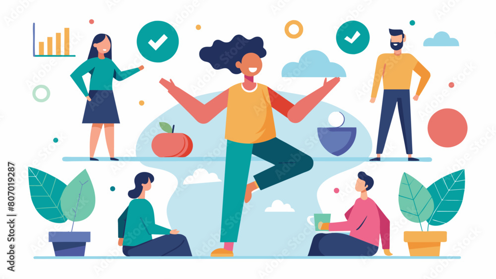 Engage in dynamic discussions and workshops on the importance of balance in your physical and mental health.. Vector illustration Engage in dynamic discussions and workshops on the importance of balance in your physical and mental health.. Vector illustration