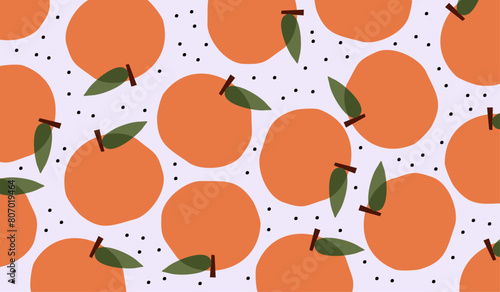 Cute orange fruits pattern background vector design