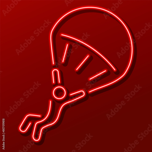 Parachutist neon sign, modern glowing banner design, colorful modern design trend on black background. Vector illustration.