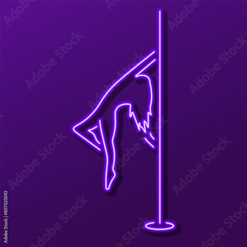striptease neon sign, modern glowing banner design, colorful modern design trend on black background. Vector illustration.