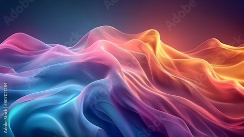 Colorful gradient waves in 3D style with volumetric lighting for design projects. Concept 3D Design  Gradient Waves  Volumetric Lighting  Colorful  Visual Effects