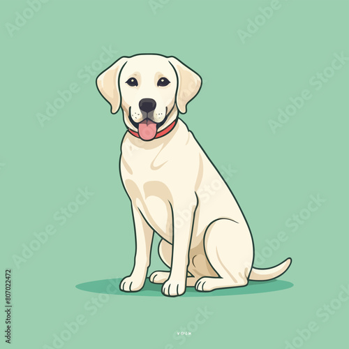 Vector illustration of a cute cartoon white labrador retriever sitting