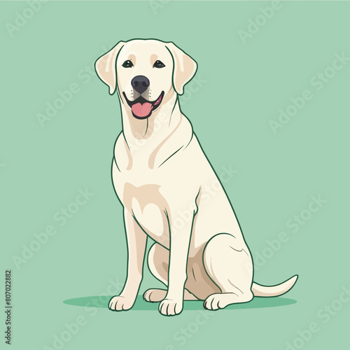 Vector illustration of a cute cartoon white labrador retriever sitting