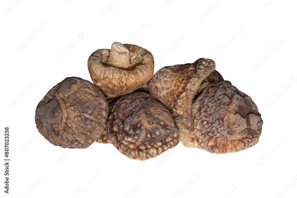 Pile of dried shiitake mushrooms isolated on transparent background Pile of dried shiitake mushrooms isolated on transparent background
