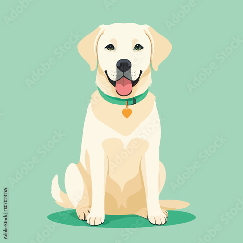 Vector illustration of a cute cartoon white labrador retriever sitting
